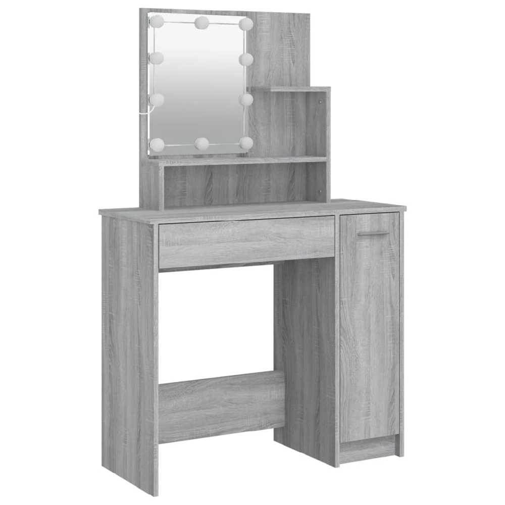 Aurora Wooden Dressing Table In Grey Sonoma With LED Lights