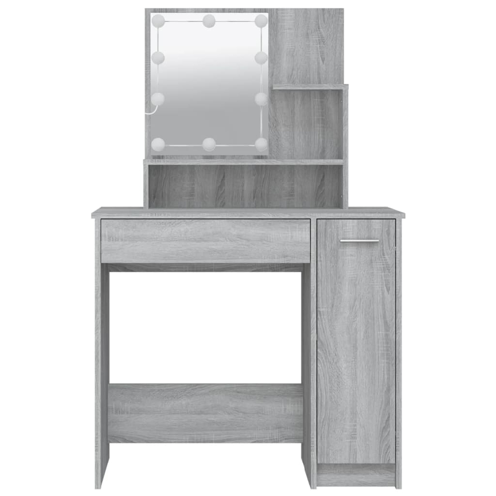 Aurora Wooden Dressing Table In Grey Sonoma With LED Lights