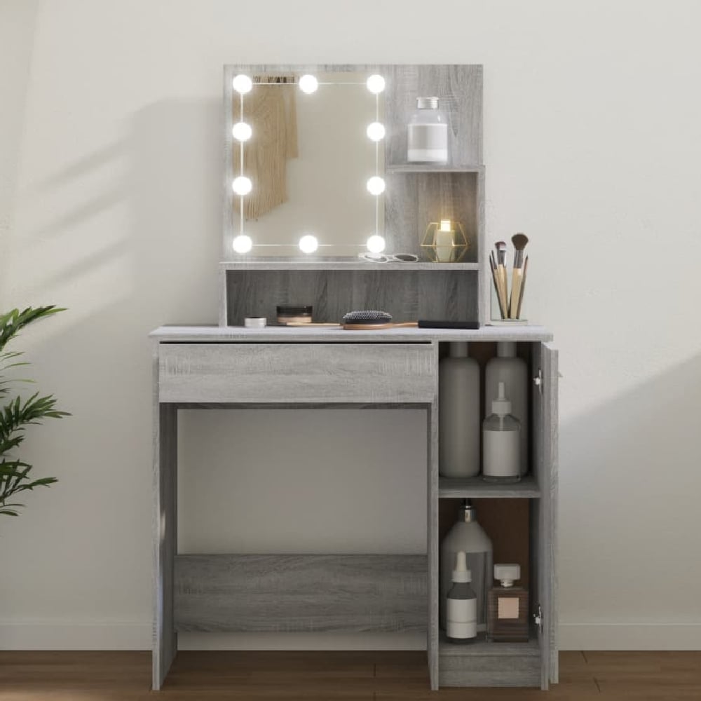 Read more about Aurora wooden dressing table in grey sonoma with led lights