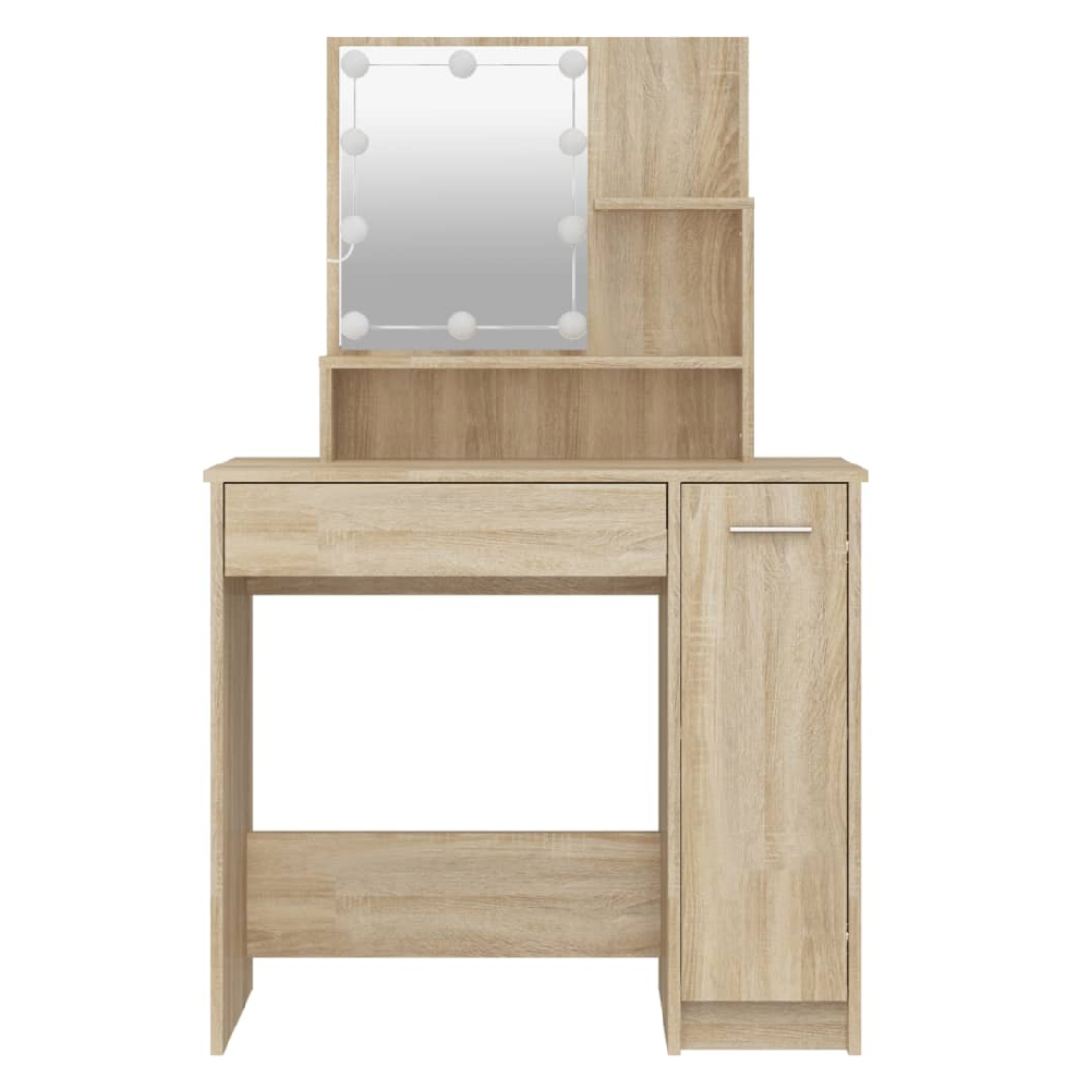 Aurora Wooden Dressing Table In Sonoma Oak With LED Lights