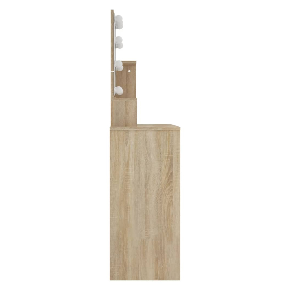 Aurora Wooden Dressing Table In Sonoma Oak With LED Lights