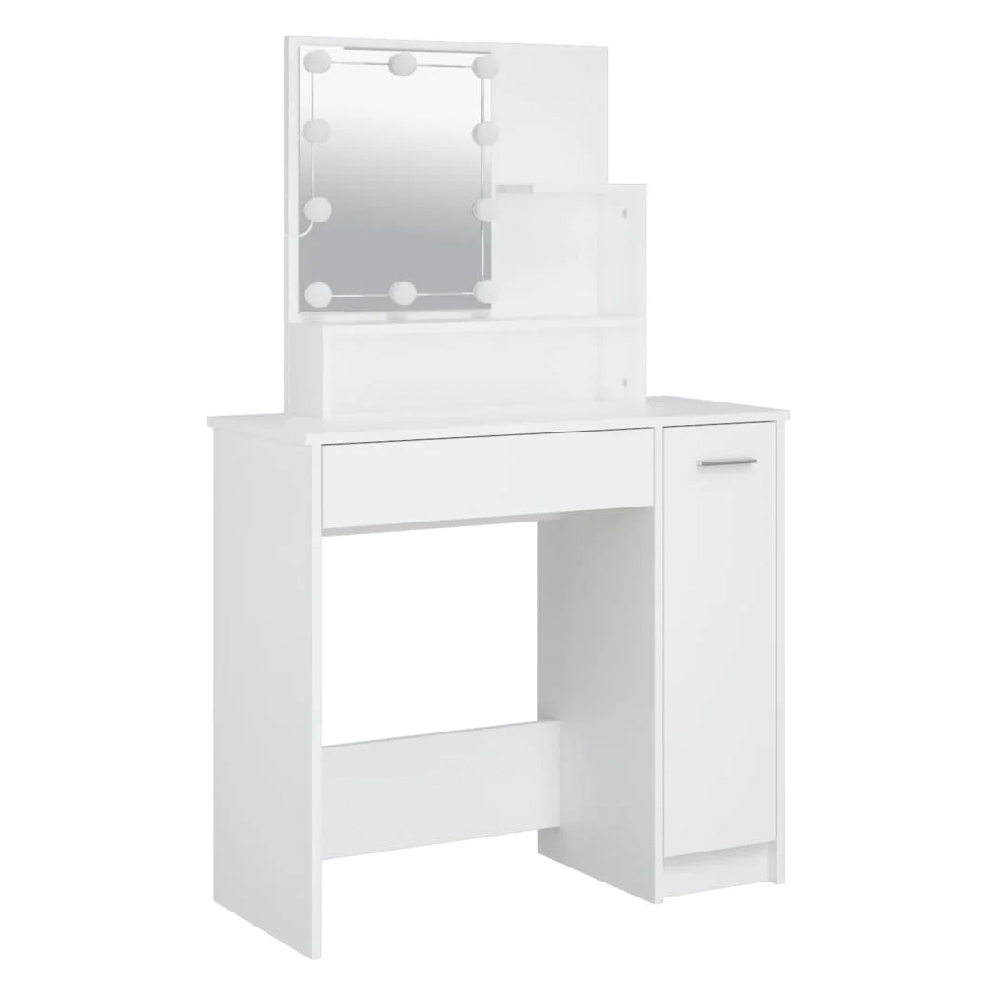 Aurora Wooden Dressing Table In White With LED Lights