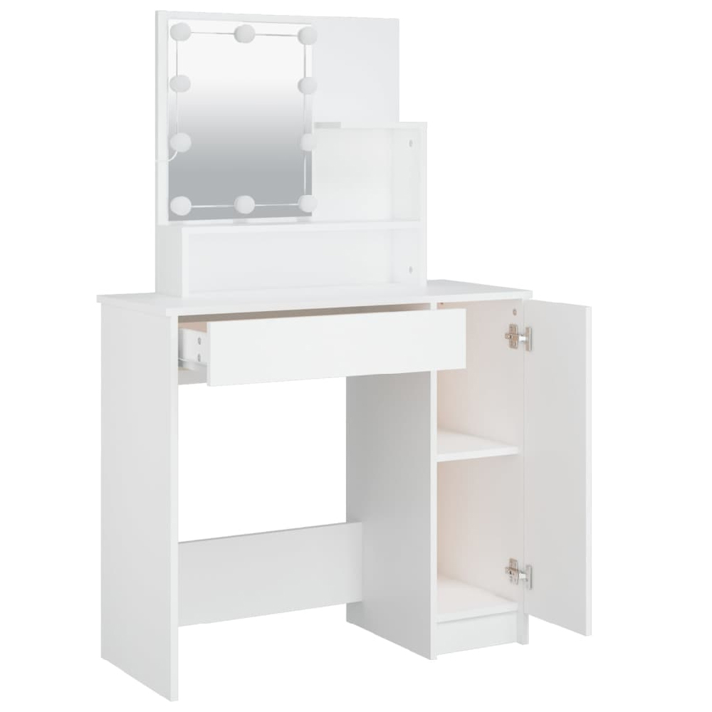 Aurora Wooden Dressing Table In White With LED Lights