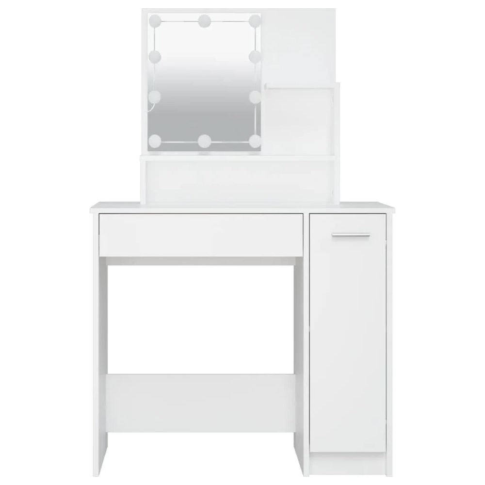 Aurora Wooden Dressing Table In White With LED Lights
