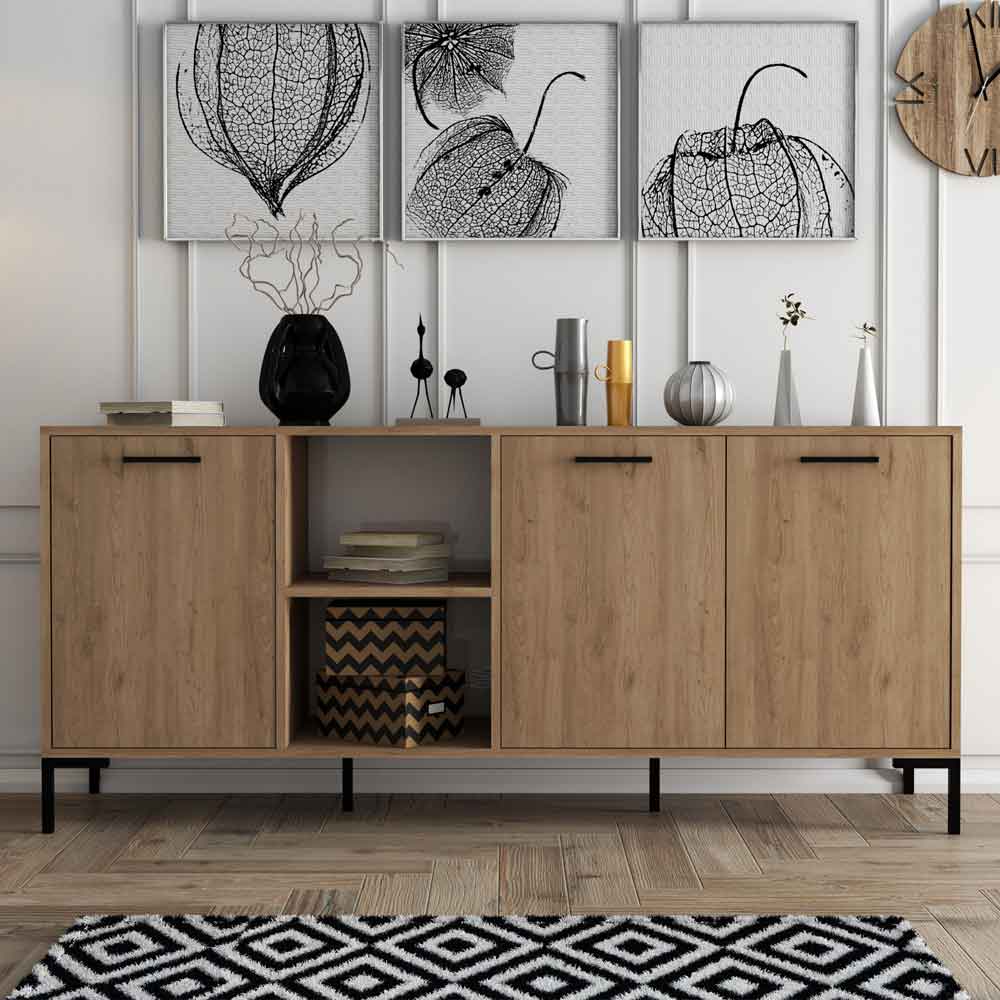 Aurora Wooden Sideboard with 3 Doors in Oak