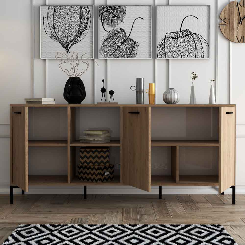 Aurora Wooden Sideboard with 3 Doors in Oak