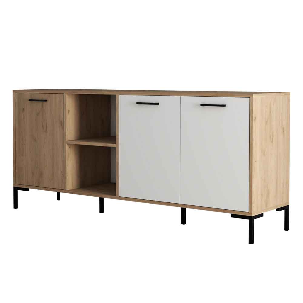 Aurora Wooden Sideboard with 3 Doors in White and Oak