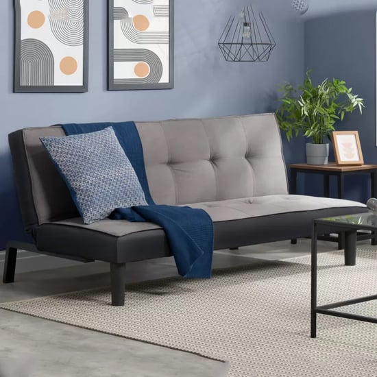 Read more about Aurorae velvet fabric sofa bed in grey