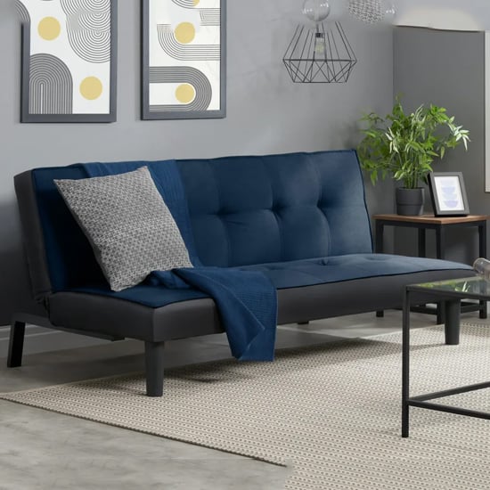 Product photograph of Aurorae Velvet Fabric Sofa Bed In Midnight Blue from Furniture in Fashion