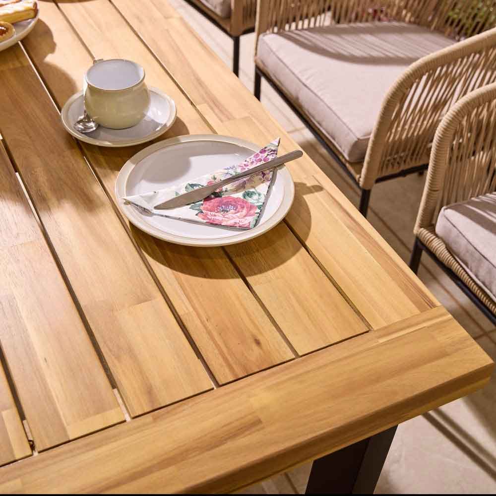 Aurum Large Wooden Garden 6 Seater Dining Set in Natural and Black
