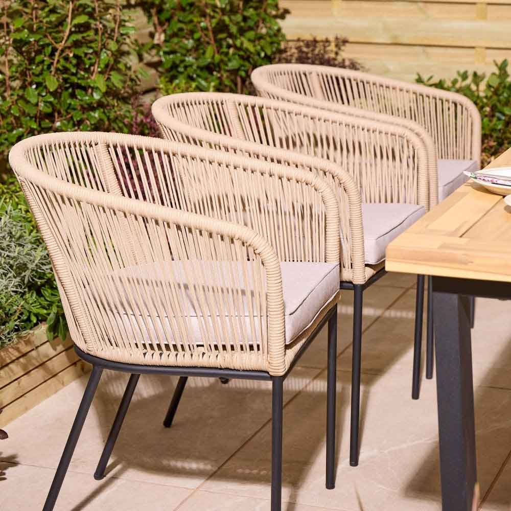Aurum Large Wooden Garden 6 Seater Dining Set in Natural and Black