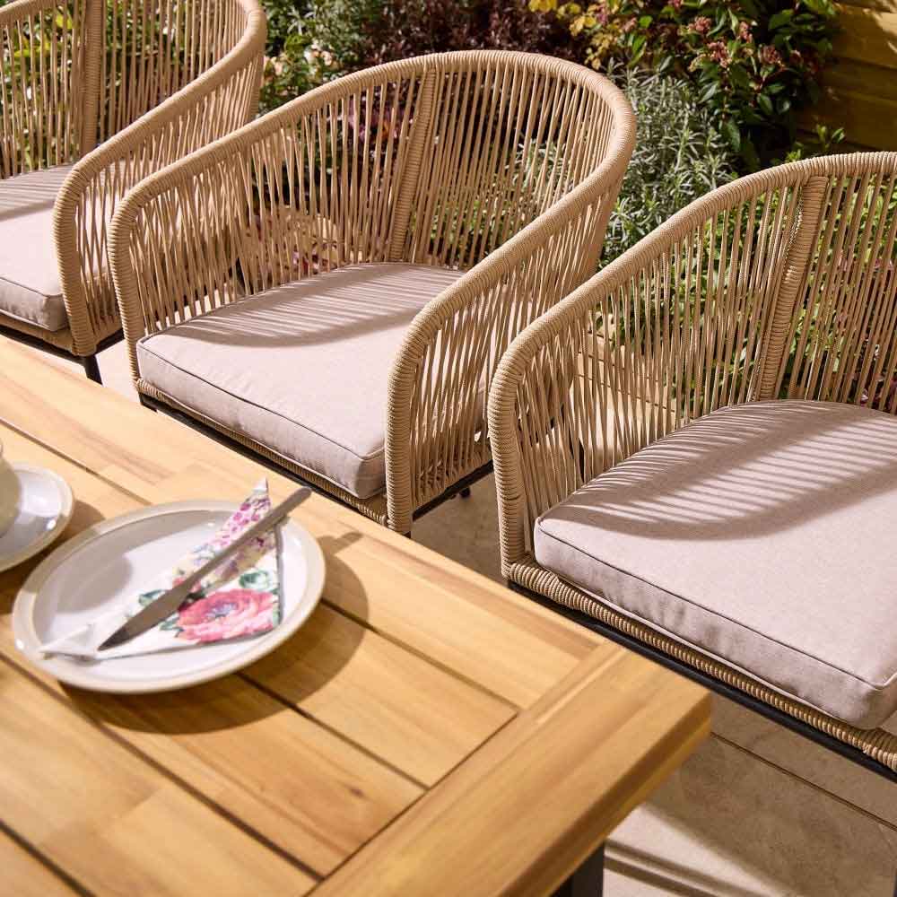 Aurum Large Wooden Garden 6 Seater Dining Set in Natural and Black