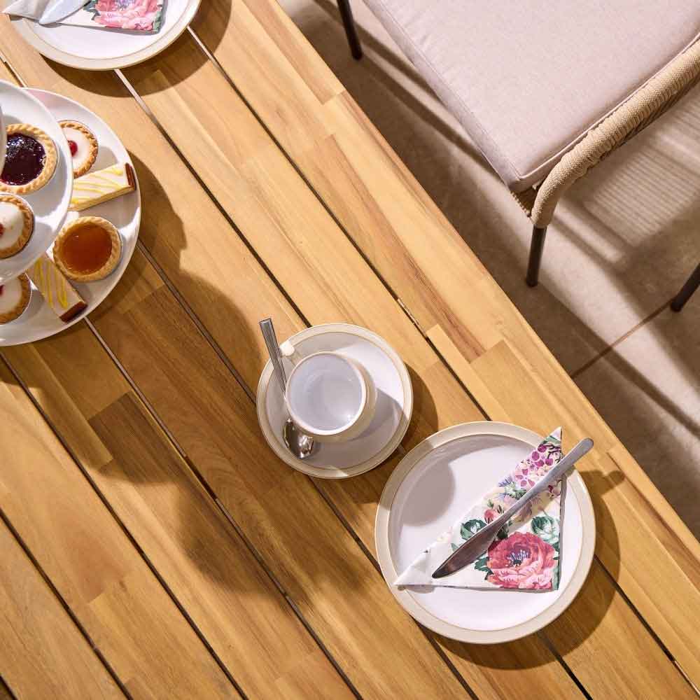 Aurum Large Wooden Garden 6 Seater Dining Set in Natural and Black