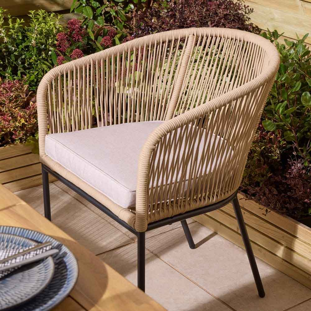 Aurum Large Wooden Garden 6 Seater Dining Set in Natural and Black