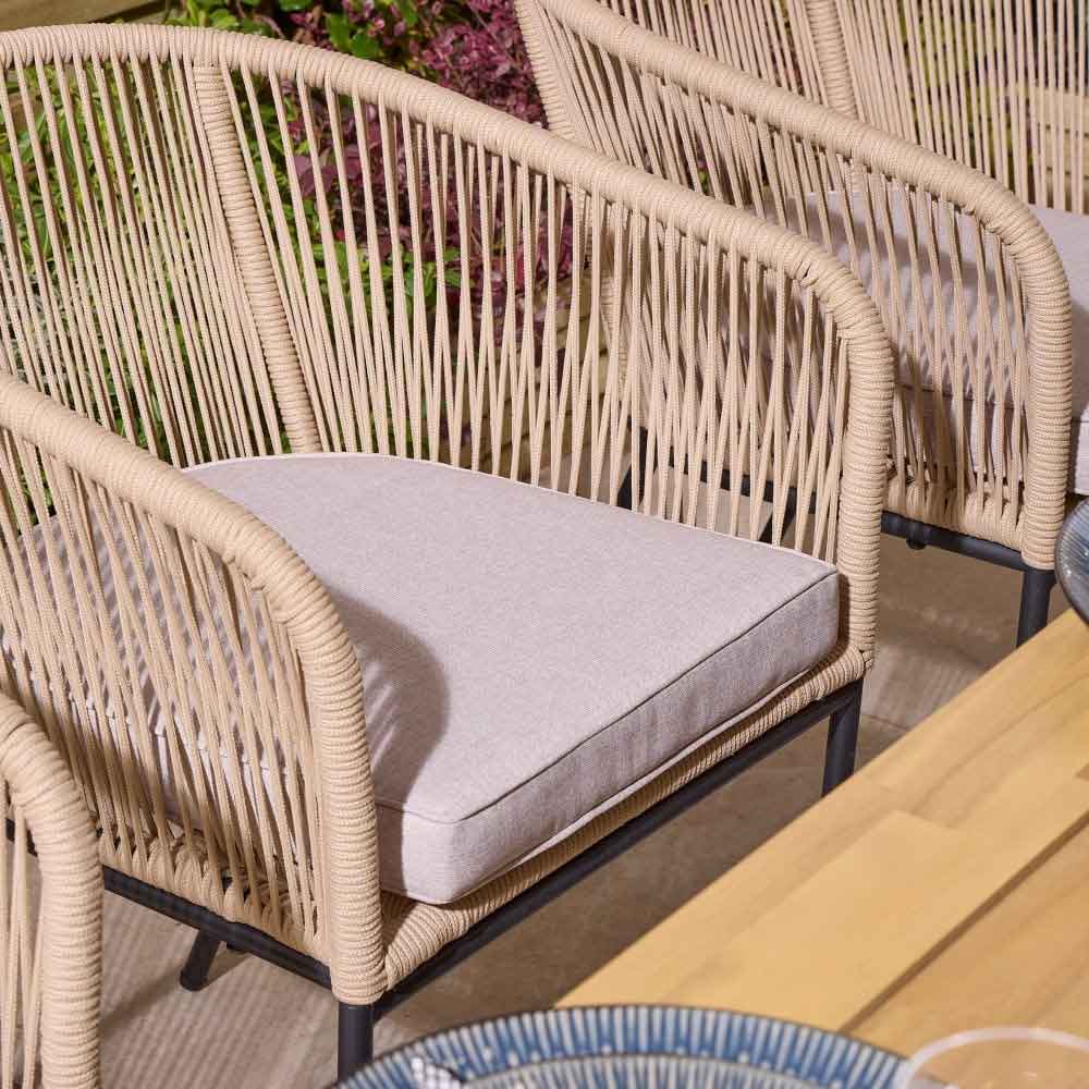 Aurum Large Wooden Garden 6 Seater Dining Set in Natural and Black