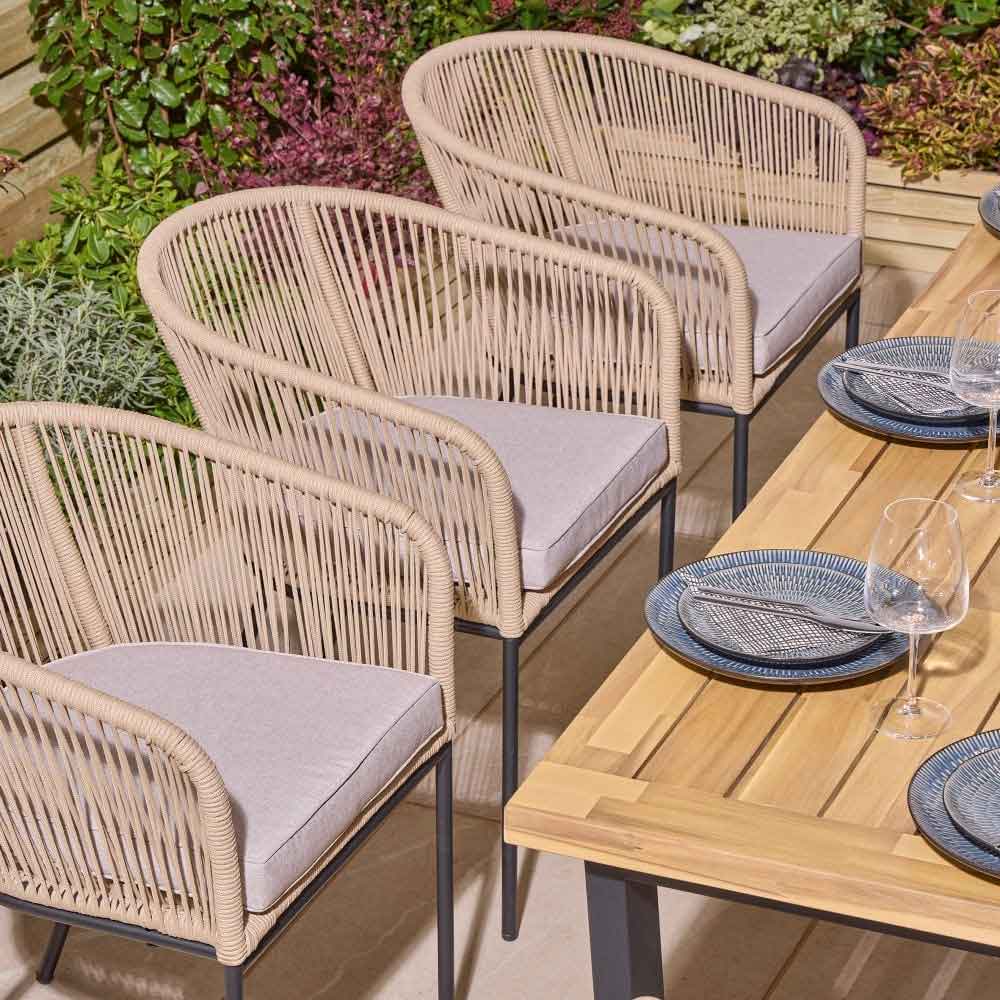 Aurum Large Wooden Garden 8 Seater Dining Set in Natural and Black