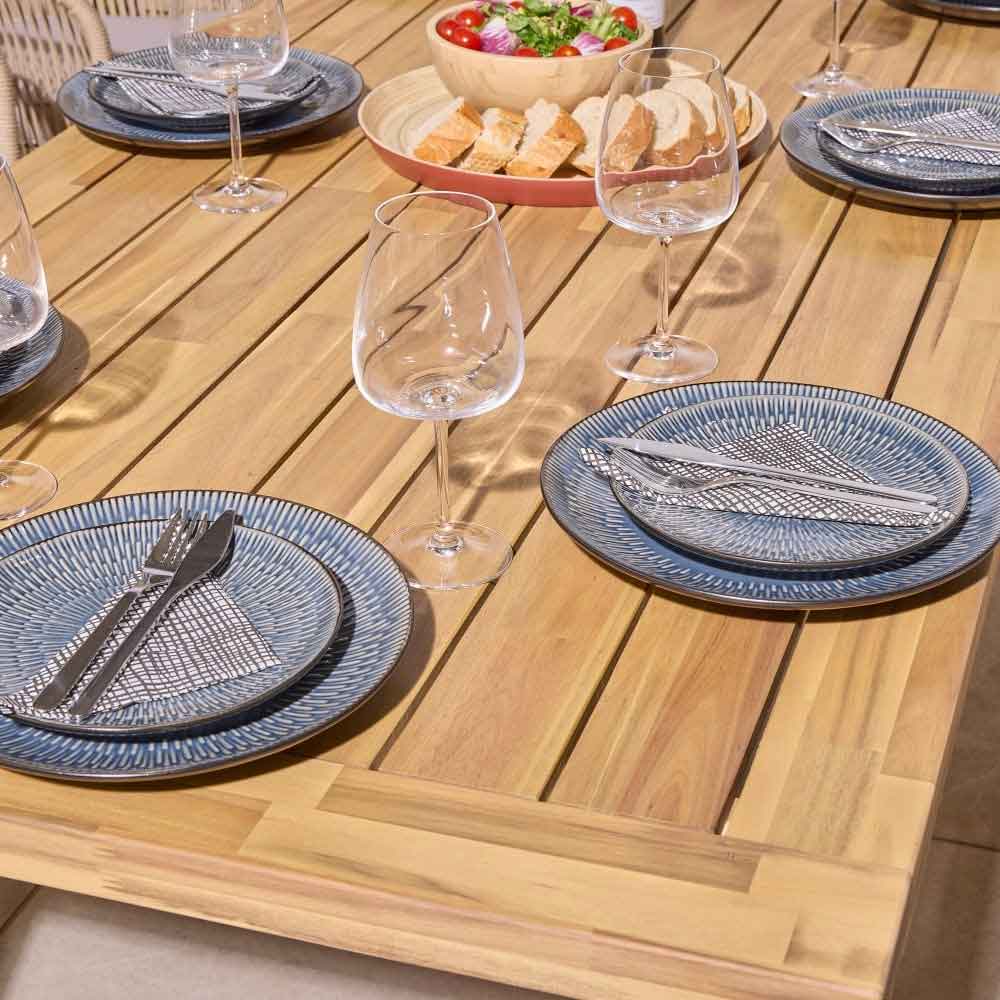 Aurum Large Wooden Garden 8 Seater Dining Set in Natural and Black
