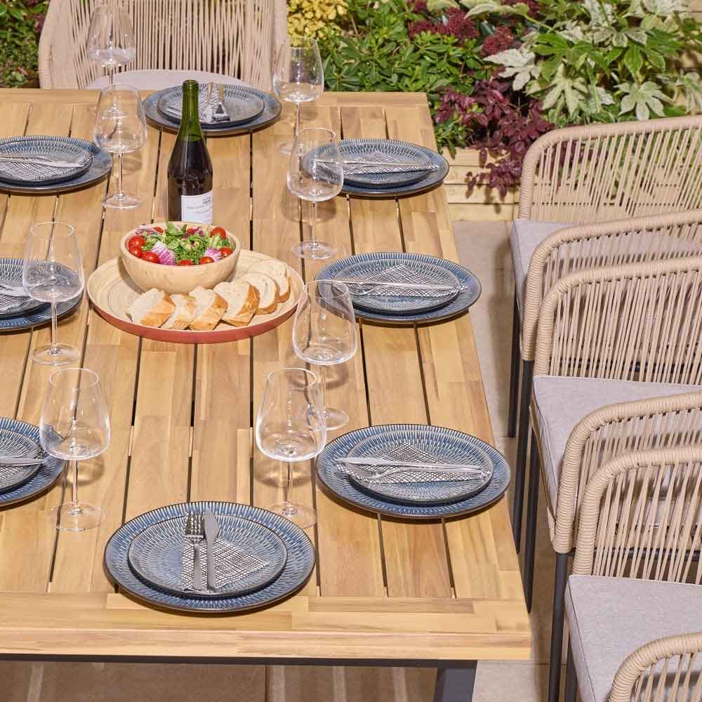 Aurum Large Wooden Garden 8 Seater Dining Set in Natural and Black