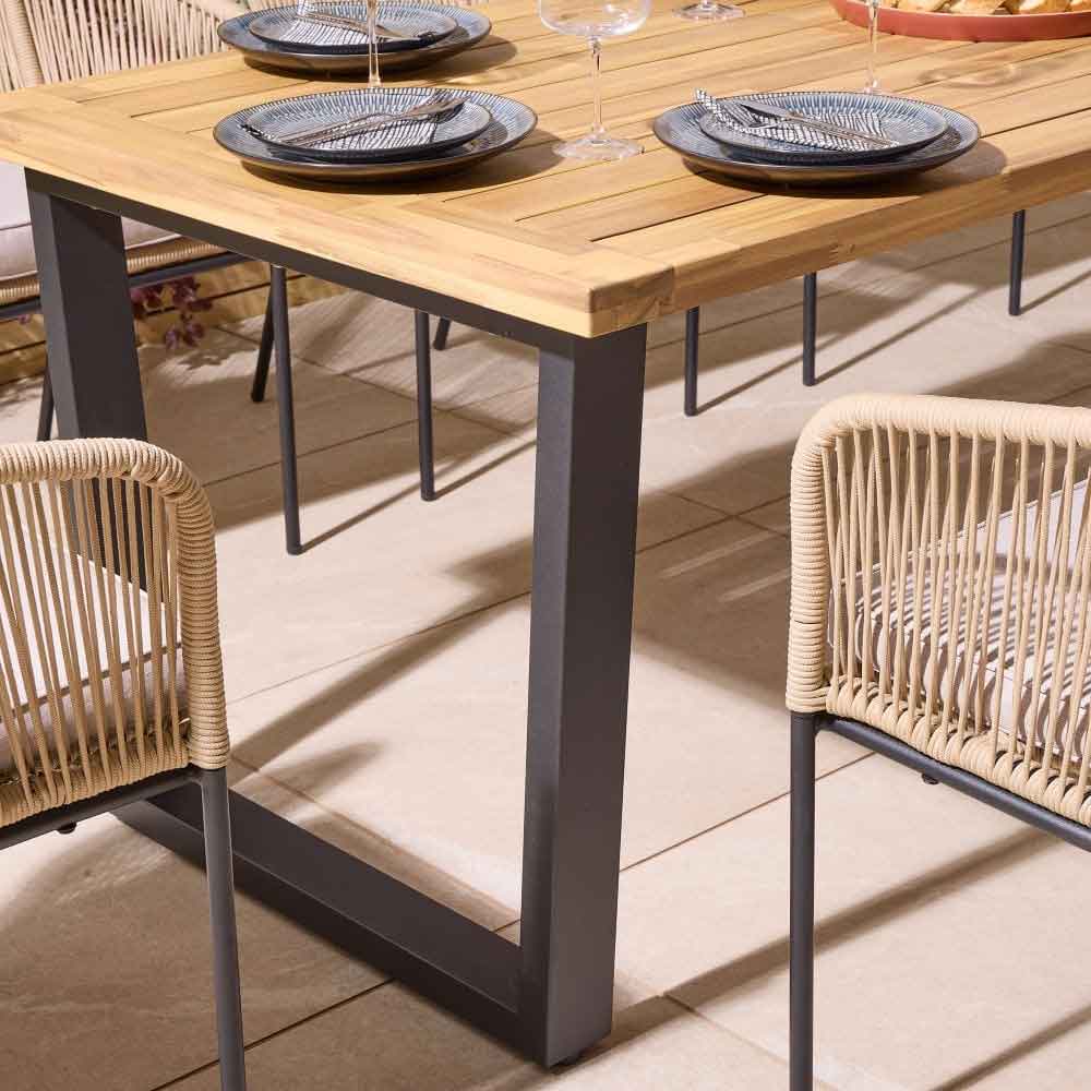 Aurum Large Wooden Garden 8 Seater Dining Set in Natural and Black