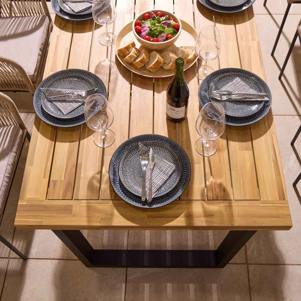 Aurum Large Wooden Garden 8 Seater Dining Set in Natural and Black