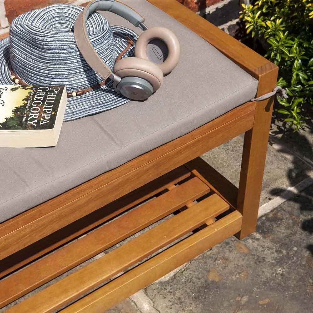 Aurum Wooden Garden 2 Seater Bench with Cushion in Natural
