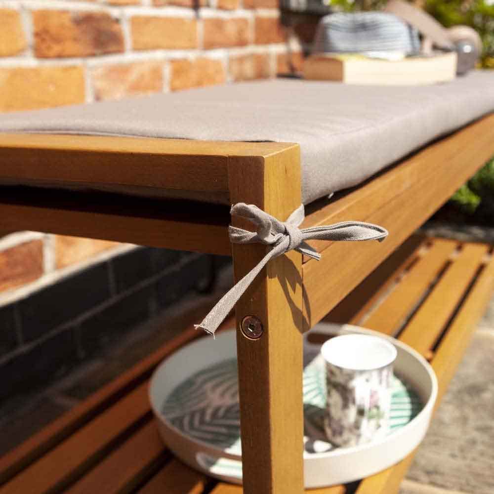 Aurum Wooden Garden 2 Seater Bench with Cushion in Natural