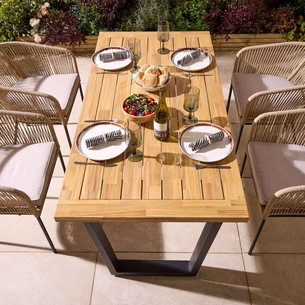 Aurum Wooden Garden 4 Seater Dining Set in Natural and Black