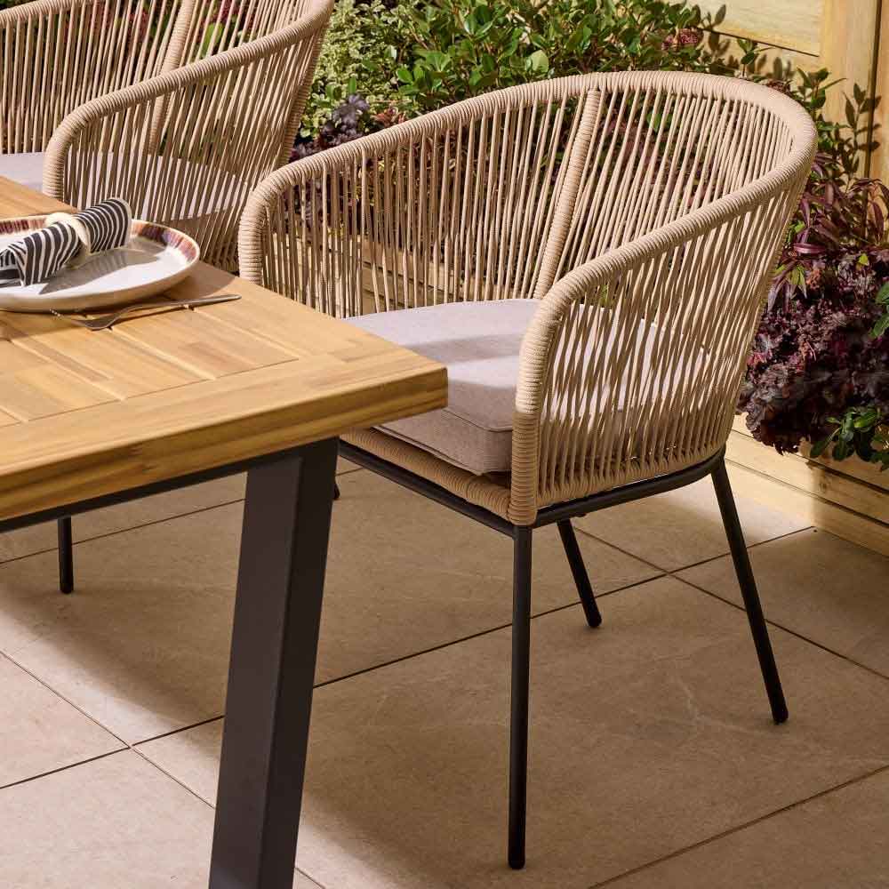Aurum Wooden Garden 4 Seater Dining Set in Natural and Black