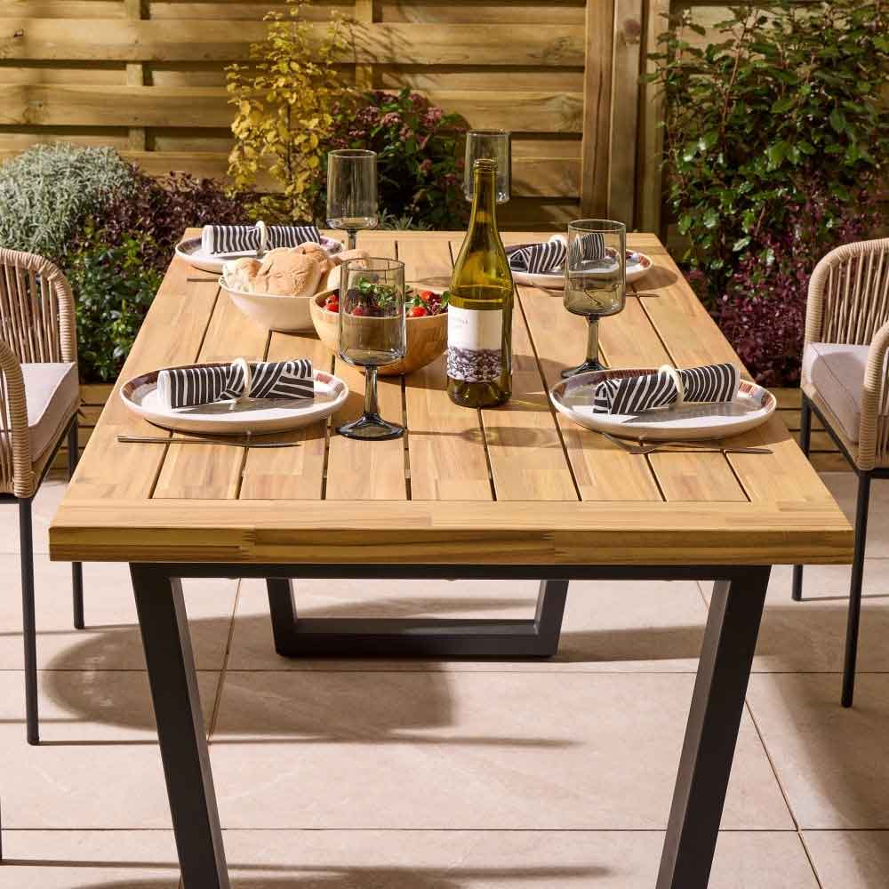 Aurum Wooden Garden 4 Seater Dining Set in Natural and Black