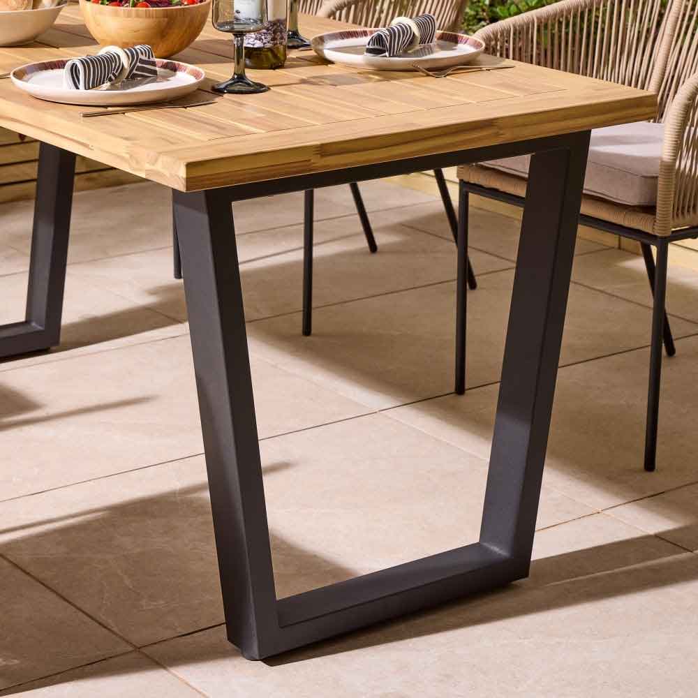 Aurum Wooden Garden 4 Seater Dining Set in Natural and Black