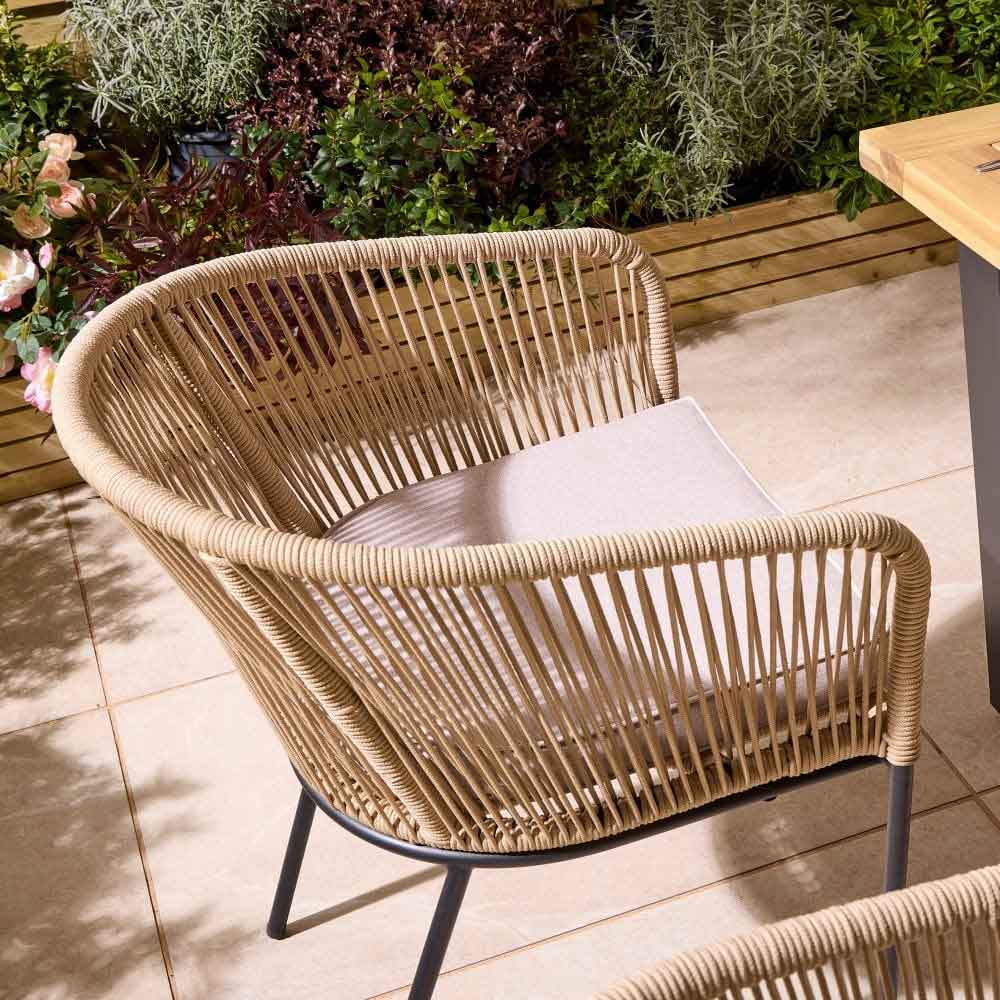 Aurum Wooden Garden 4 Seater Dining Set in Natural and Black