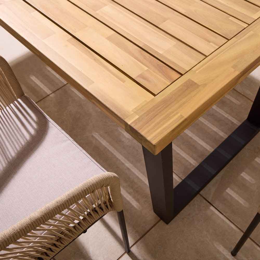 Aurum Wooden Garden 4 Seater Dining Set in Natural and Black