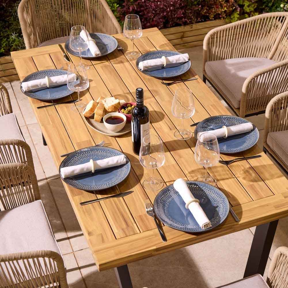 Aurum Wooden Garden 6 Seater Dining Set in Natural and Black