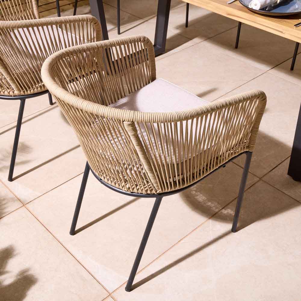 Aurum Wooden Garden 6 Seater Dining Set in Natural and Black