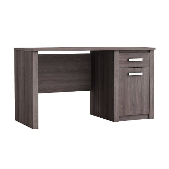 Austen Wooden Computer Desk In Vulcano Oak With Cupboard Furnit