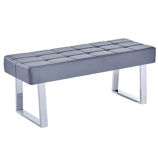 Austin Small Faux Leather Dining Bench In Grey_2