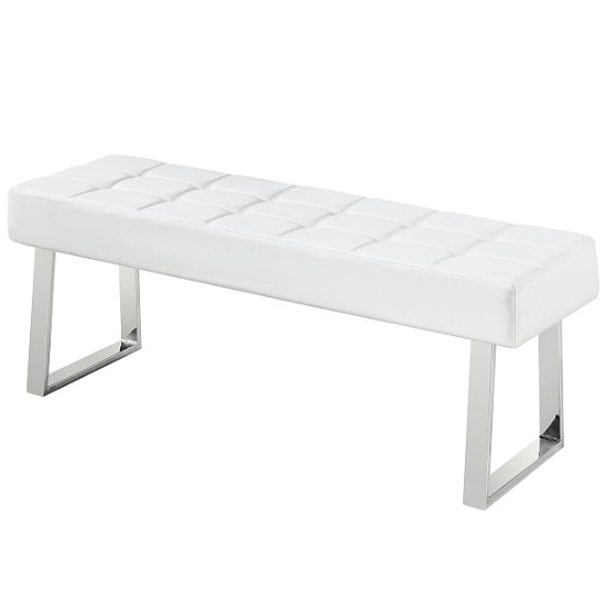 Product photograph of Austin Large Faux Leather Dining Bench In White from Furniture in Fashion