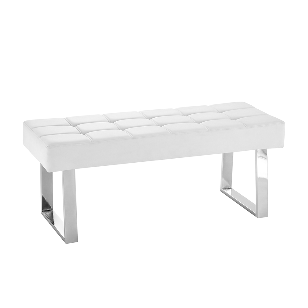 Austin Large Faux Leather Dining Bench In White
