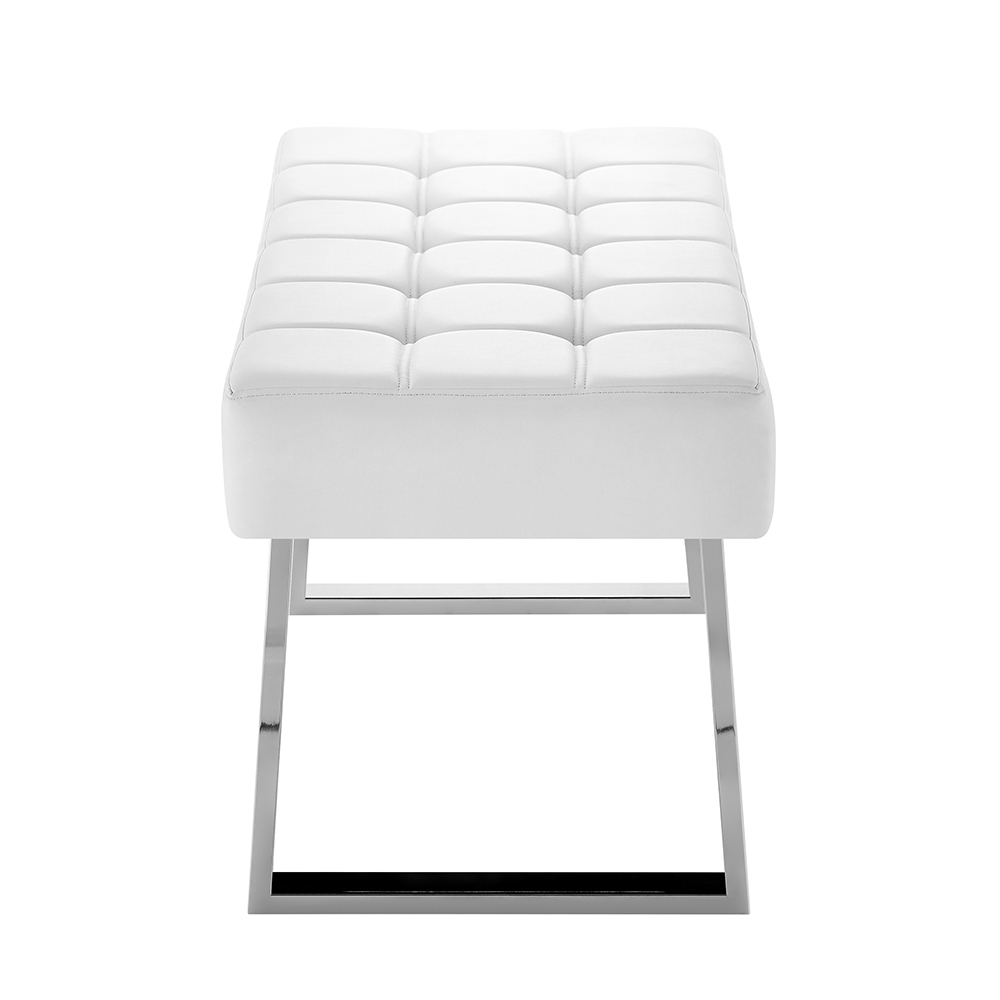 Austin Large Faux Leather Dining Bench In White
