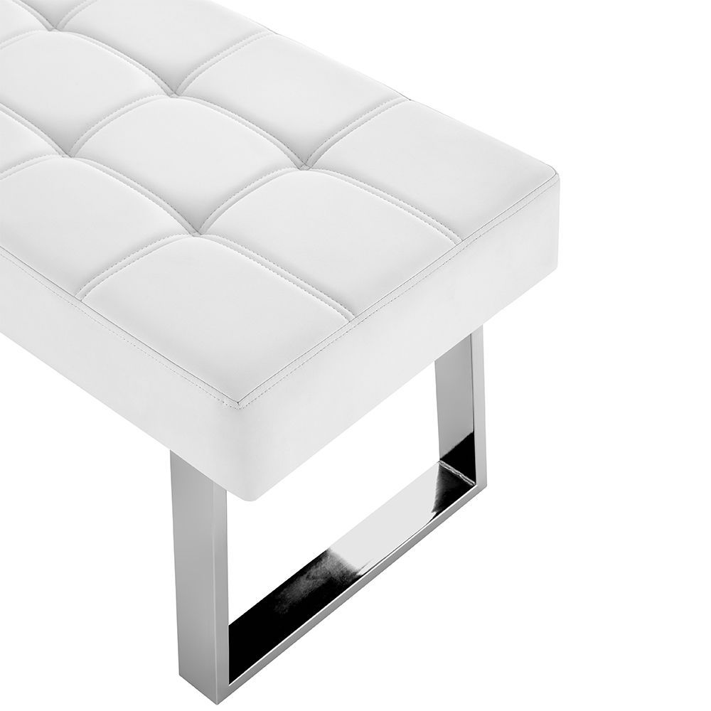 Austin Large Faux Leather Dining Bench In White