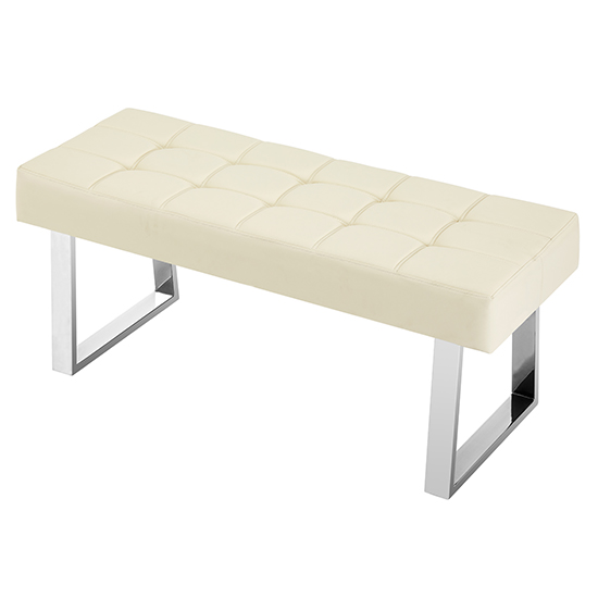 Austin Small Faux Leather Dining Bench In Cream
