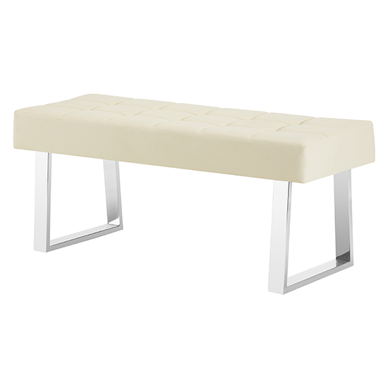 Austin Small Faux Leather Dining Bench In Cream