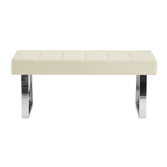 Austin Small Faux Leather Dining Bench In Cream