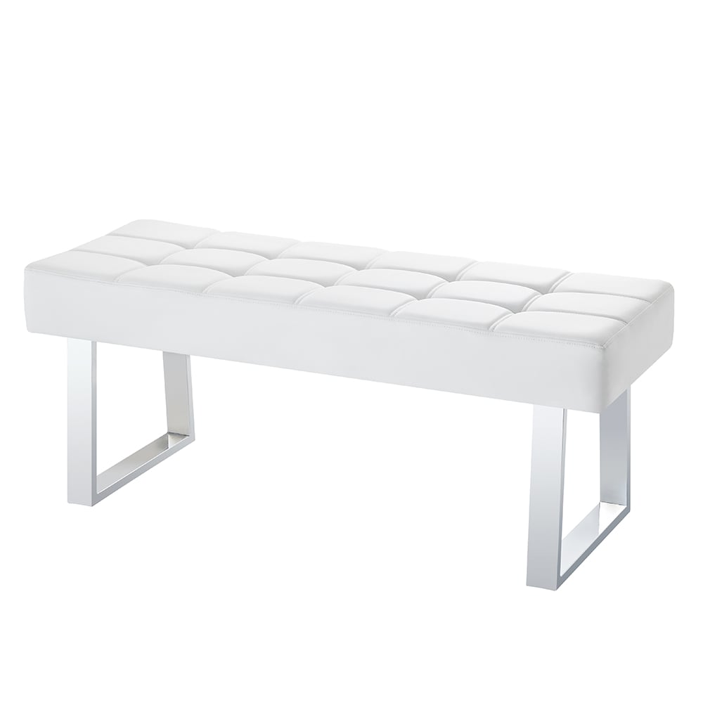 Austin Small Faux Leather Dining Bench In White