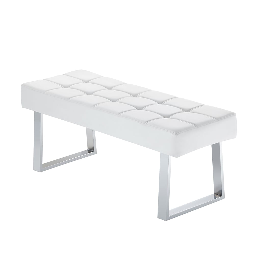 Austin Small Faux Leather Dining Bench In White