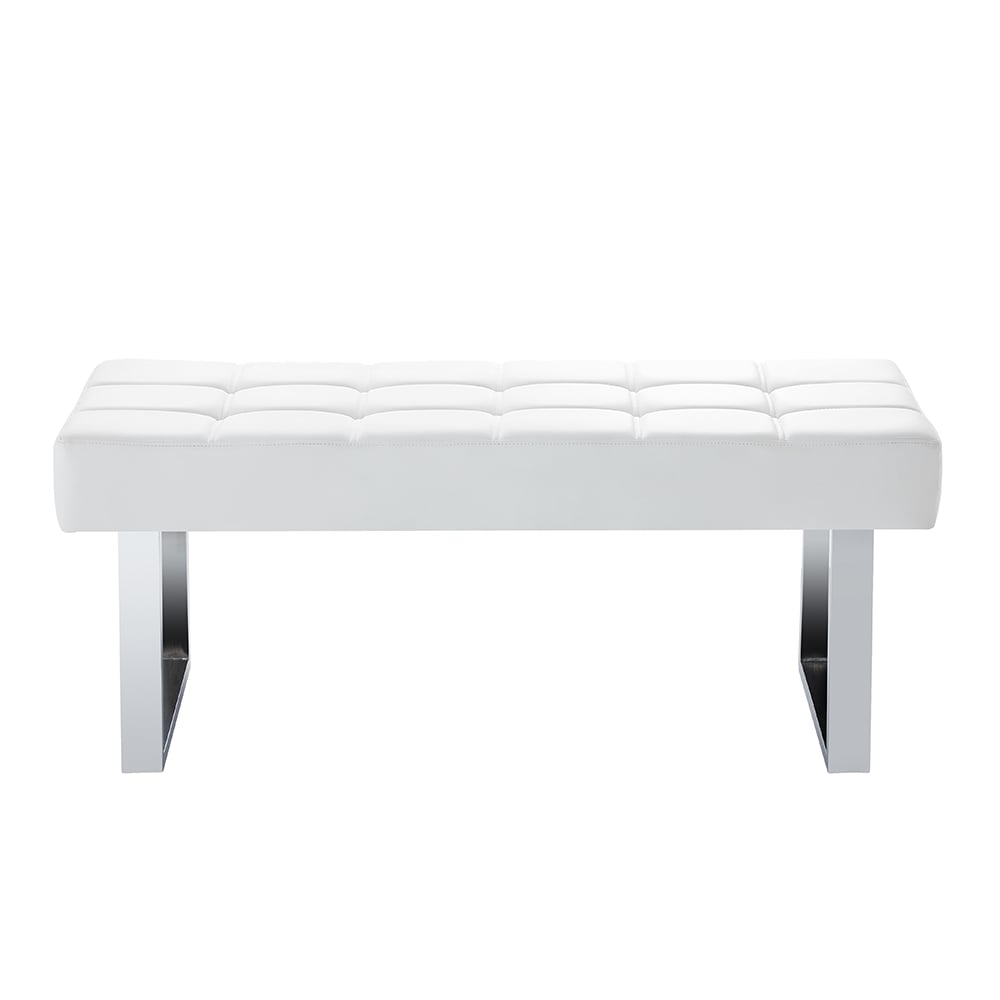 Austin Small Faux Leather Dining Bench In White
