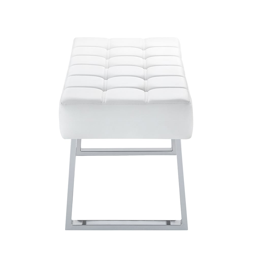 Austin Small Faux Leather Dining Bench In White