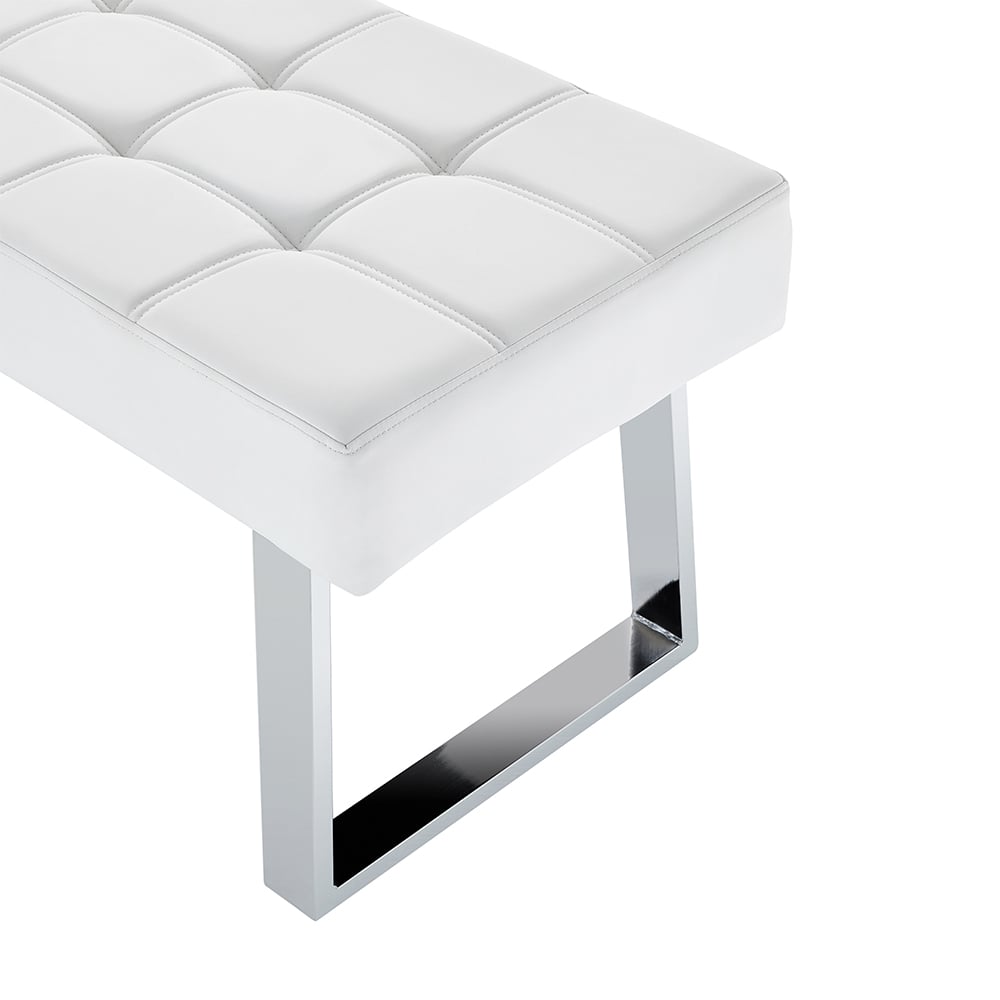 Austin Small Faux Leather Dining Bench In White