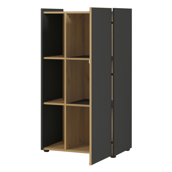 Austin Wide Filing Cabinet In Graphite And Navarra Oak_2
