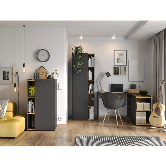 Austin Wide Filing Cabinet In Graphite And Navarra Oak_3